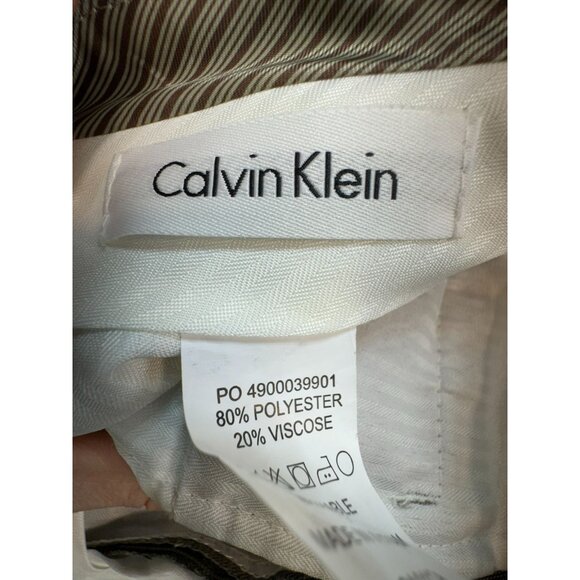 Calvin Klein Mens Dress Pants Size 40Wx30L Taupe Flat Front Formal Straight Leg - Picture 2 of 13